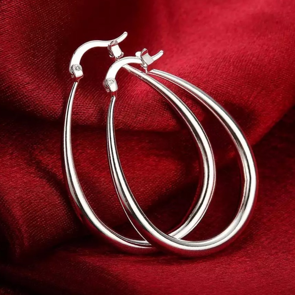 NEW 925 STERLING SILVER HOOPS EARRINGS, WONDERFUL EARRINGS, WOW EARRINGS - Picture 2 of 6